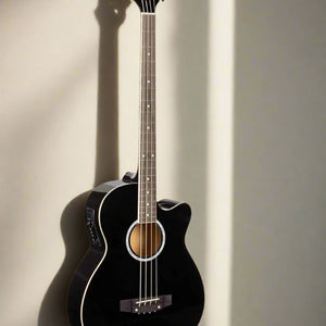 E-coustic Bass Guitar 4 String (Black) W/ Gig Bag