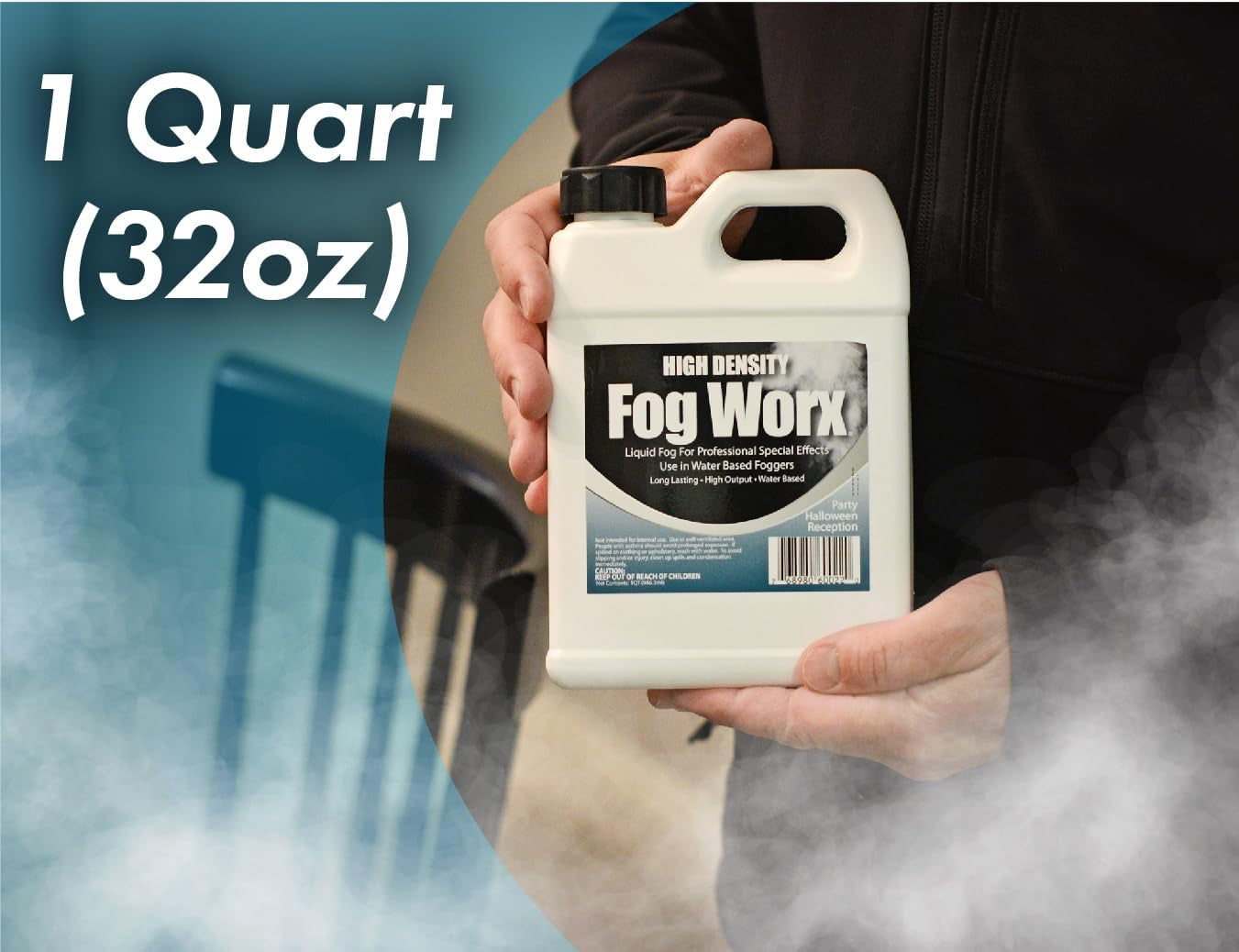 Fogworx Extreme High Density Fog Juice - Quart – 32 Fluid Ounces of Long Lasting, High Output, Odorless Water Based Machine Fluid for 400 to 1500 Watt Machines