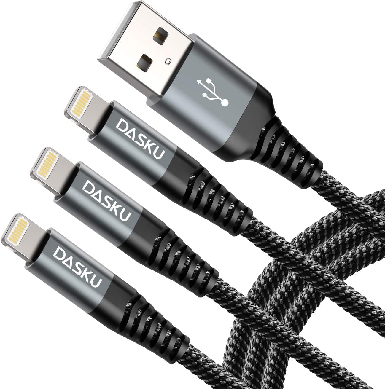 Lightning Cable 3Ft 3Pack Nylon Braided Heavy Duty Iphone Charger Cord Black Compatible with 14/13 / 12/11 Pro Max/X/Xs Max/Xr /8 Plus/ 7 6S plus 6 Plus/Ipad Mini/Air