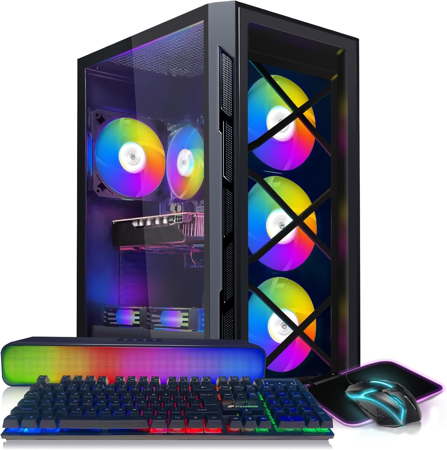 Dual CPU Gaming PC, Dual Intel I7 Xeon E5 up to 3.7Ghz, Radeon RX 580 8G, 16G DDR4, 512G SSD, 600M Wifi, BT 5.0, RGB Fan X 4, Windows 10 Pro