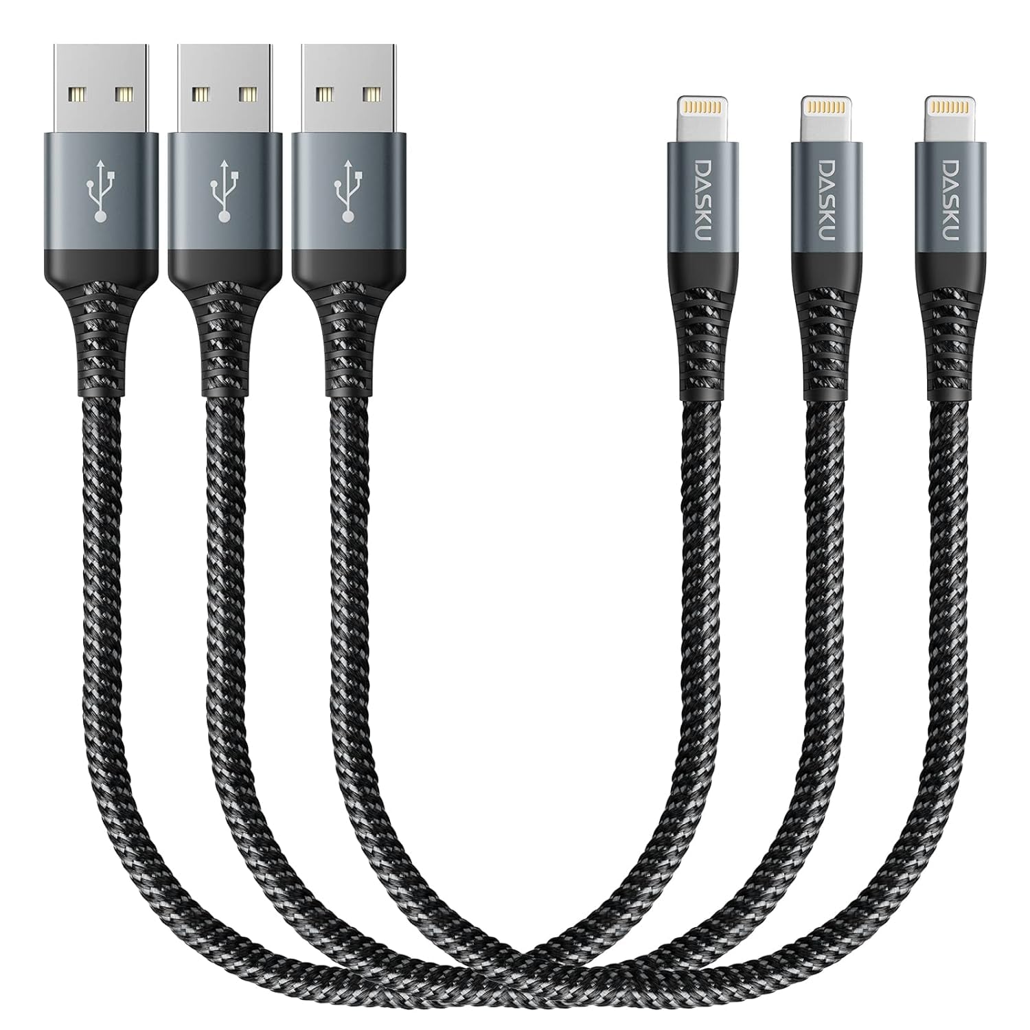 Lightning Cable 3Ft 3Pack Nylon Braided Heavy Duty Iphone Charger Cord Black Compatible with 14/13 / 12/11 Pro Max/X/Xs Max/Xr /8 Plus/ 7 6S plus 6 Plus/Ipad Mini/Air