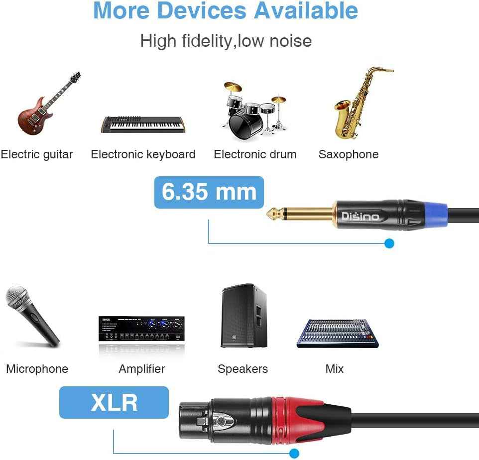 XLR Female to Dual 1/4" Male Y Splitter Cable 3.3 Ft