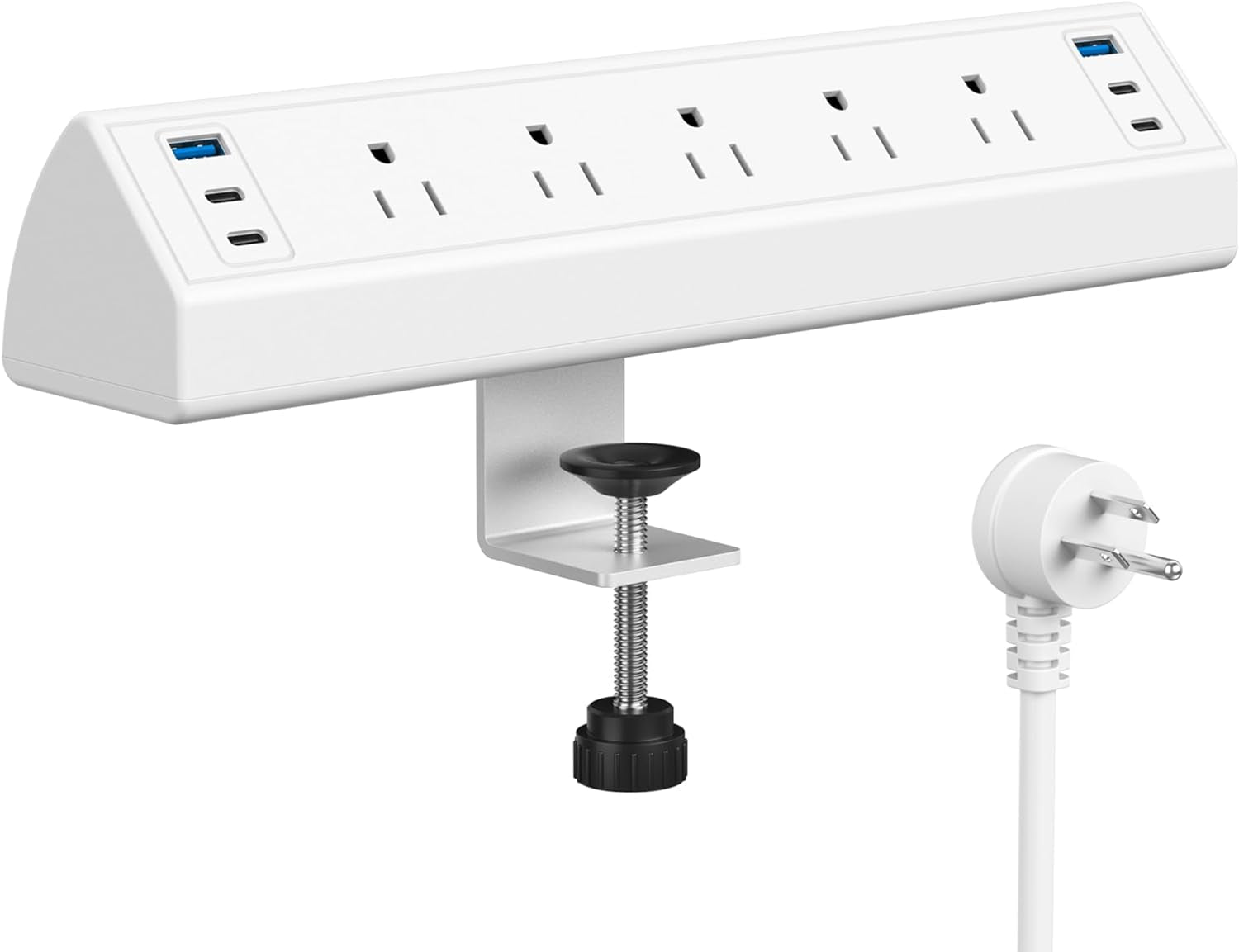 Desk Clamp Power Strip with 4 PD 20W USB-C Ports, 6 AC Outlets, 6 USB Ports, 40W Fast Charging Station, 6Ft Cord, Perfect for 1.96" Tabletop Edge