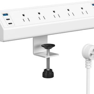 Desk Clamp Power Strip with 4 PD 20W USB-C Ports, 6 AC Outlets, 6 USB Ports, 40W Fast Charging Station, 6Ft Cord, Perfect for 1.96