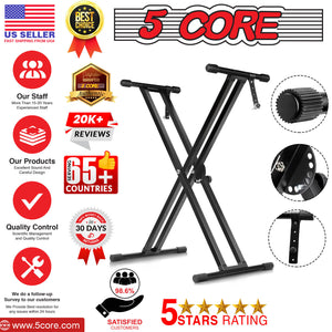 5Core Adjustable Keyboard Stand Electric Piano X Brace Stand Metal Dual Tuberack