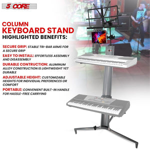 5Core Keyboard Stand Z Style Sturdy Adjustable Electric Piano Riser Holder + Whe