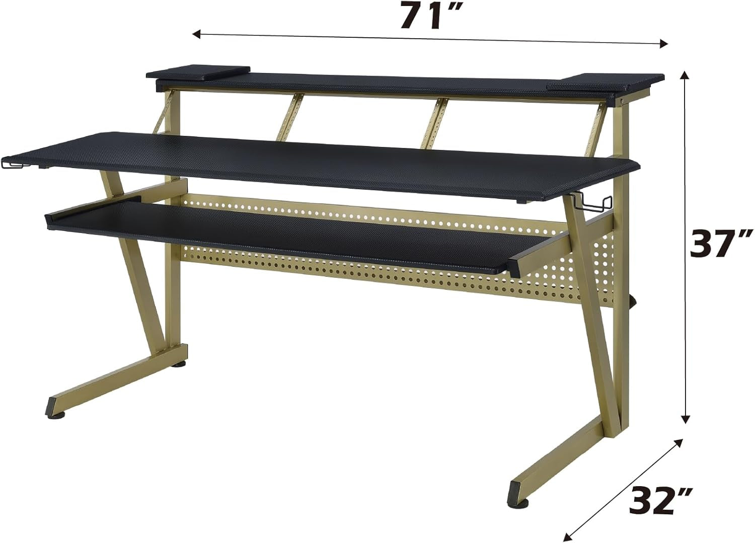 Saida Rectangular Music Desk with Headphone Holders in Black