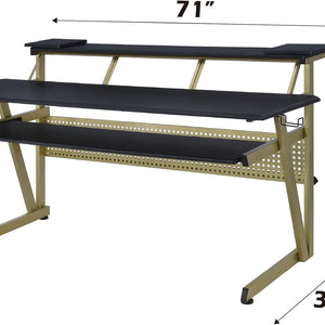 Saida Rectangular Music Desk with Headphone Holders in Black