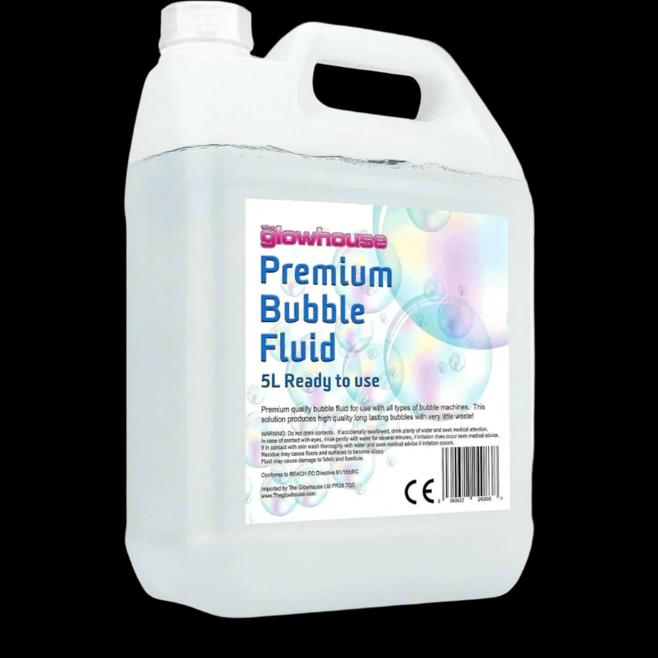 Bubble Fluid Solution - Large 169 Oz/5L Bottle - Perfect Bubbles for Bubble Machine, High-Efficiency Bubble Solution for Machine, No-Waste Giant Bubble Liquid with Wands