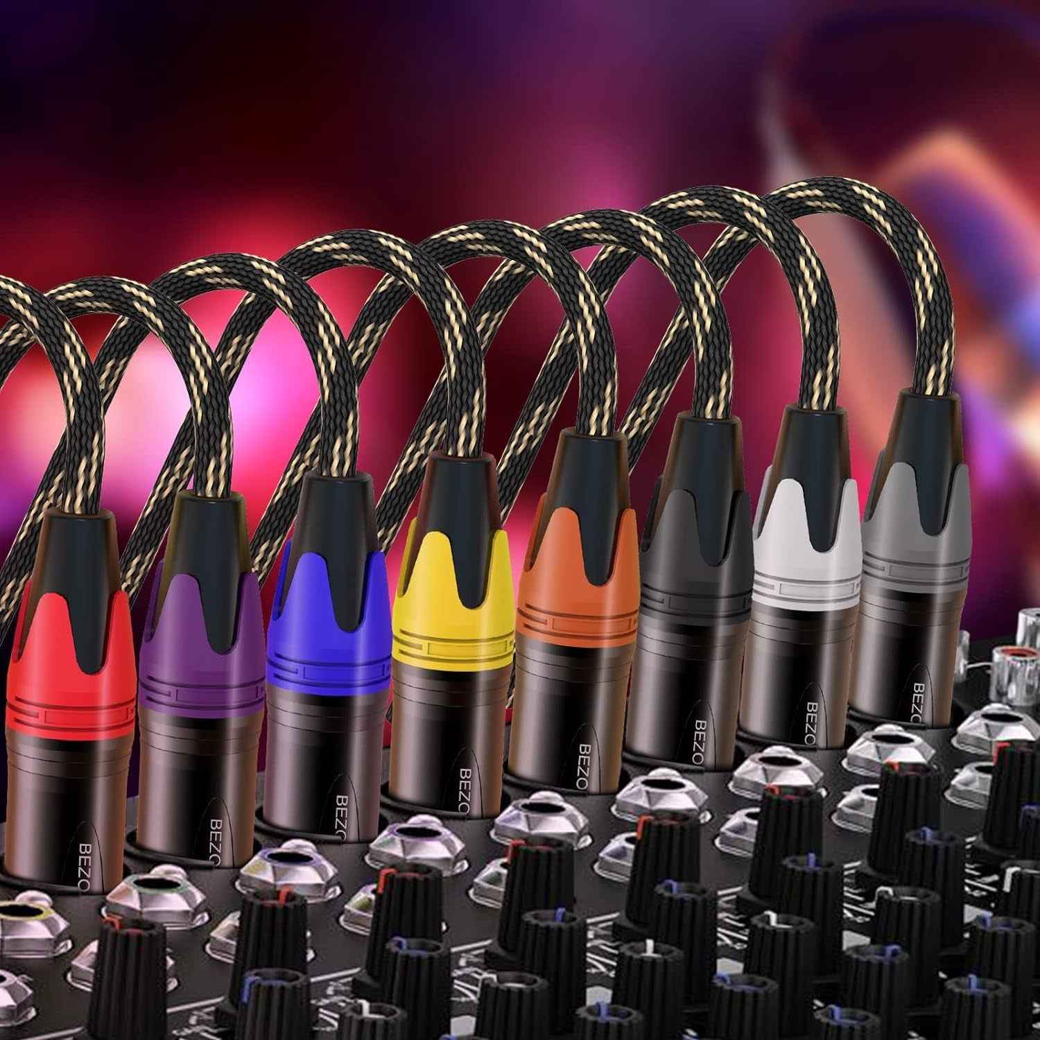 XLR Cables 20Ft 6 Pack Assorted Colors