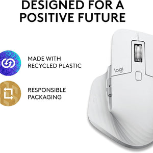 MX Master 3S for Mac - Wireless Bluetooth Mouse with Ultra-Fast Scrolling, Ergo, 8K DPI, Quiet Clicks, Track on Glass, Customization, USB-C, Apple, Ipad - Pale Grey