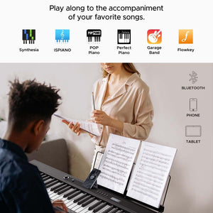 88 Key Piano Keyboard, Compact Bluetooth Digital Piano with Full-Size Semi Weighted 88 Keys, Budget Electric Keyboard Piano with Stand, Piano Pedal, Carrying Bag, Recording/Midi/Usb, Black