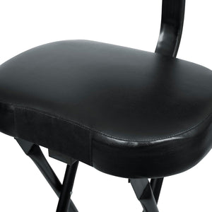 Seat with Padded Cushion, Ergonomic Backrest & Fold Holds Electric Acoustic Guitar Stand (GFW-GTR