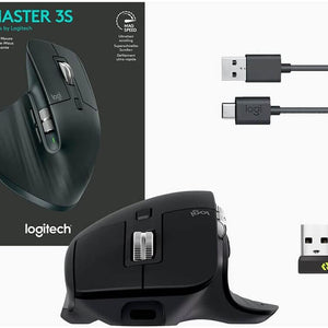 MX Master 3S - Wireless Performance Mouse with Ultra-Fast Scrolling, Ergo, 8K DPI, Track on Glass, Quiet Clicks, USB-C, Bluetooth, Windows, Linux, Chrome - Graphite