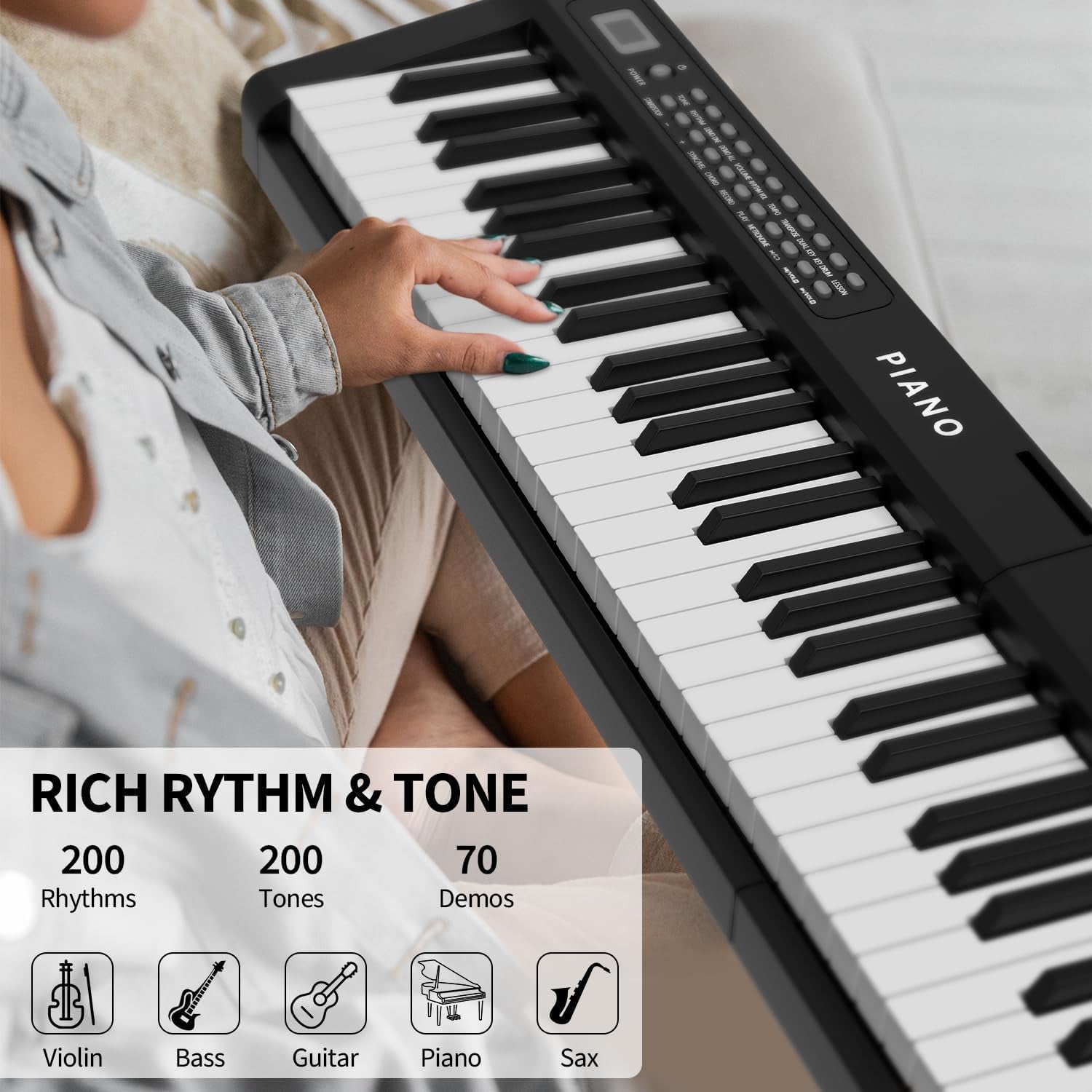 Digital Piano 88 Key Full Size Semi Weighted Electronic Keyboard Piano with Music Stand,Built-In Speakers,Electric Piano Keyboard with Sustain Pedal,Bluetooth,Midi/Usb/Mp3 for Beginners Adults