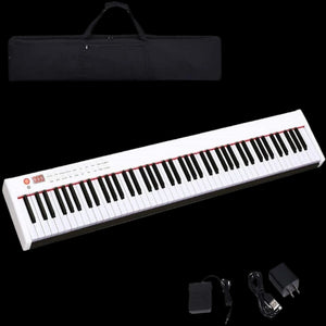 BX-II 88-Key Portable Touch Sensitive Digital Piano, Upgraded Electric Keyboard with MIDI/USB Keyboard, Bluetooth, Dynamics Adjustment, Sustain Pedal, Power Supply, and Black Handbag (White)