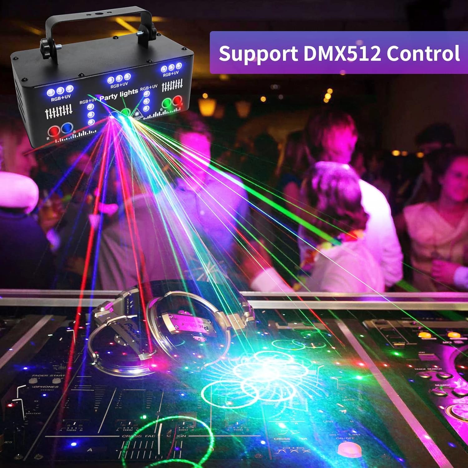 Ultimate DJ Party Lights - 21 Lens RGB UV Disco Strobe with DMX 512 & Remote Control - Perfect for Home Parties, Birthdays & Christmas Celebrations!