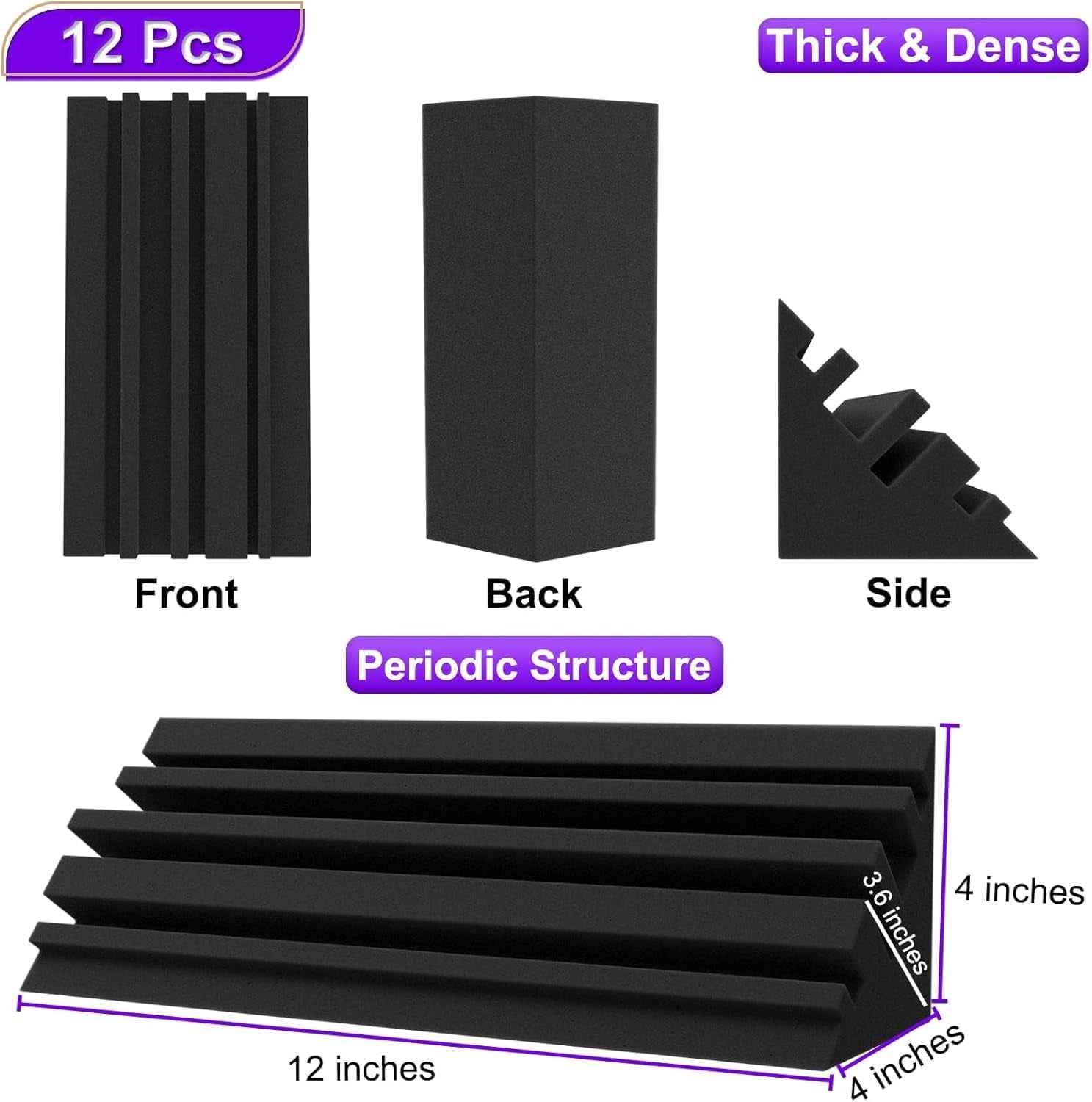 Tiered Foam Bass Traps 12 Pcs