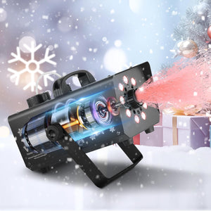 Snow Machine, 800W Snow Making Machine with 9 LED RGB Lights and Remote Control, High Output Snowflake Maker Stage Snow Effect for Christmas, Halloween, Wedding, DJ Parties and Valentine'S Day