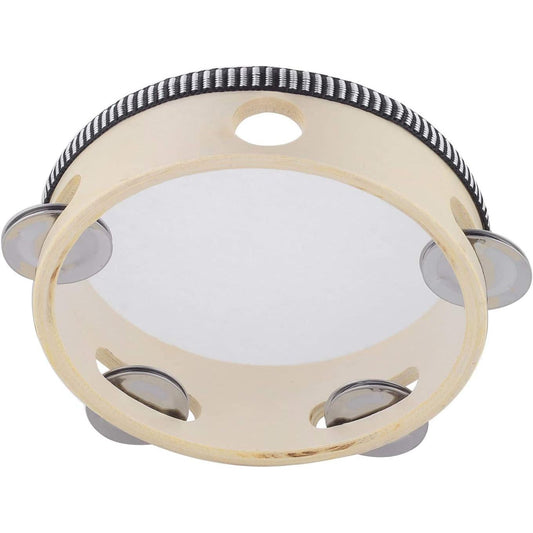 Hand Held Tambourine Drum 6 Inch Bell Birch Metal Jingles Percussion Gift Musical Educational Drum Instrument for KTV Party Kids Games (6 Inch)