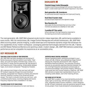 Professional 305P Mkii 5-Inch 2-Way Powered, Active Monitor Speakers for near Field Music Production, Studio Monitor, Desktop Computer, Hi-Fi Audio. Sold as Pair, Black