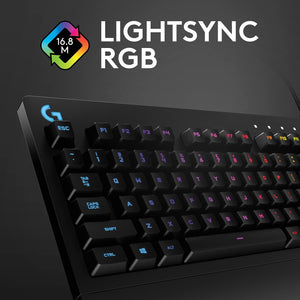 213 Prodigy Gaming Keyboard, LIGHTSYNC RGB Backlit Keys, Spill-Resistant, Customizable Keys, Dedicated Multi-Media Keys – Black