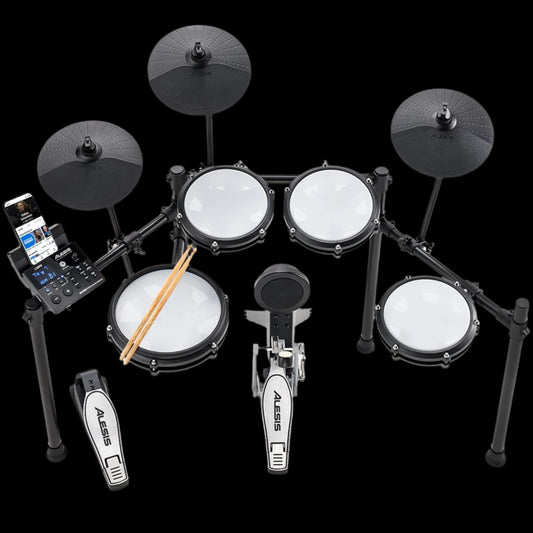 Nitro Max Kit Electric Drum Set with Quiet Mesh Pads, 10" Dual Zone Snare, Bluetooth, 440+ Authentic Sounds, Drumeo, USB MIDI, Kick Pedal