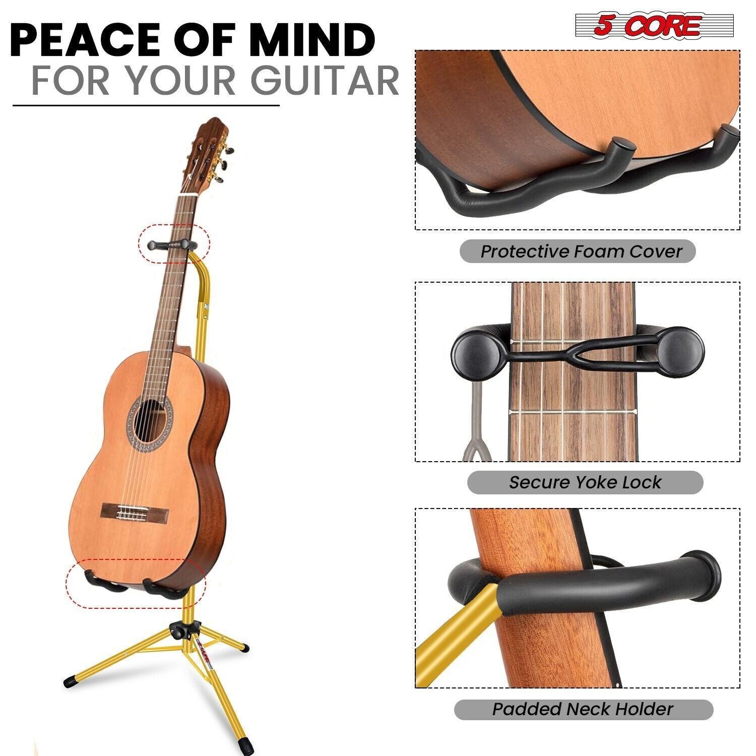 5Core Guitar Stand Floor Folding Soporte Para Guitarra - Acoustic Electric Bass