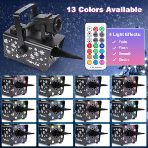 Upgraded 800W Snow Machine with 8 LED RGB Lights, LED Projection, and 2 Wireless Remotes, Perfect for Christmas, Halloween,Parties, Wedding and DJ Stage …