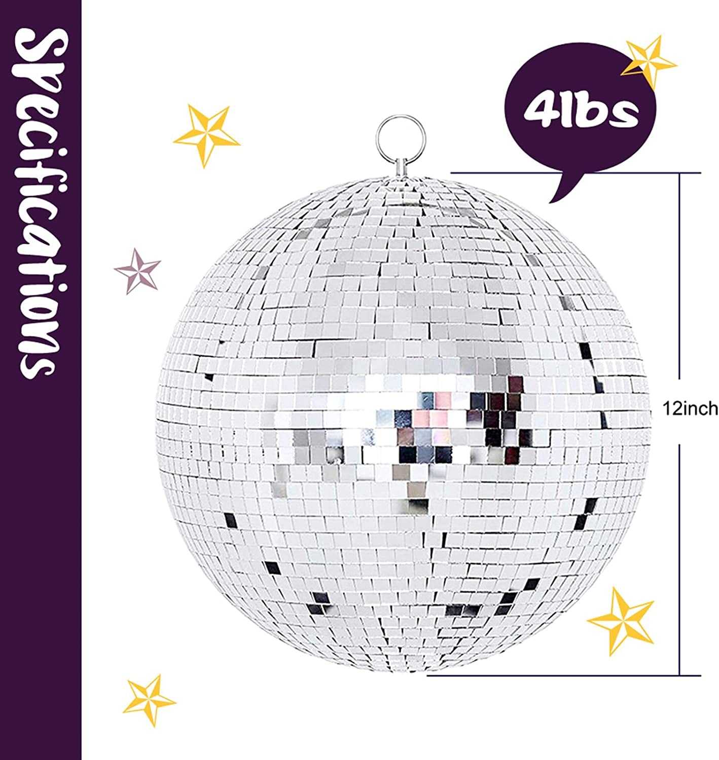 Disco Ball Mirror Ball 12 Inch Mirror Ball Large Disco Ball Disco Ball 12 Inch,Hanging Party Disco Ball for Party Design,Wedding Decoration.