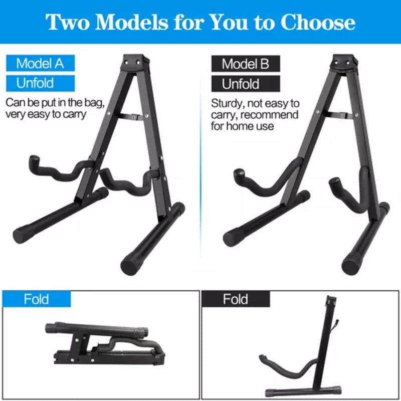 Guitar Stand A-Frame Folding Guitar Stand W/ Non-Slip Rubber and Foam Arms