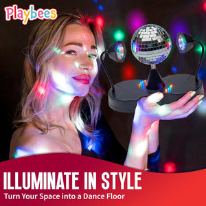 Rotating Disco Ball - LED Revolving Disco Ball with Movable Strobe Lights for Disco Party Decor, Mirror Lights Party, Mini Lava Lamp Alternative, 30 Second Dance Party