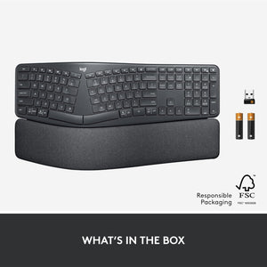 ERGO K860 Wireless Ergonomic Keyboard - Split Keyboard, Wrist Rest, Natural Typing, Stain-Resistant Fabric, Bluetooth and USB Connectivity, Compatible with Windows/Mac, Black