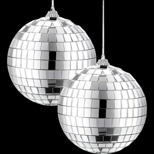 2 Pieces Mirror Disco Ball, 70'S Disco Party Decoration, Hanging Ball for Party or DJ Light Effect, Home Decorations, Stage Props, Game Accessories(4 Inch)