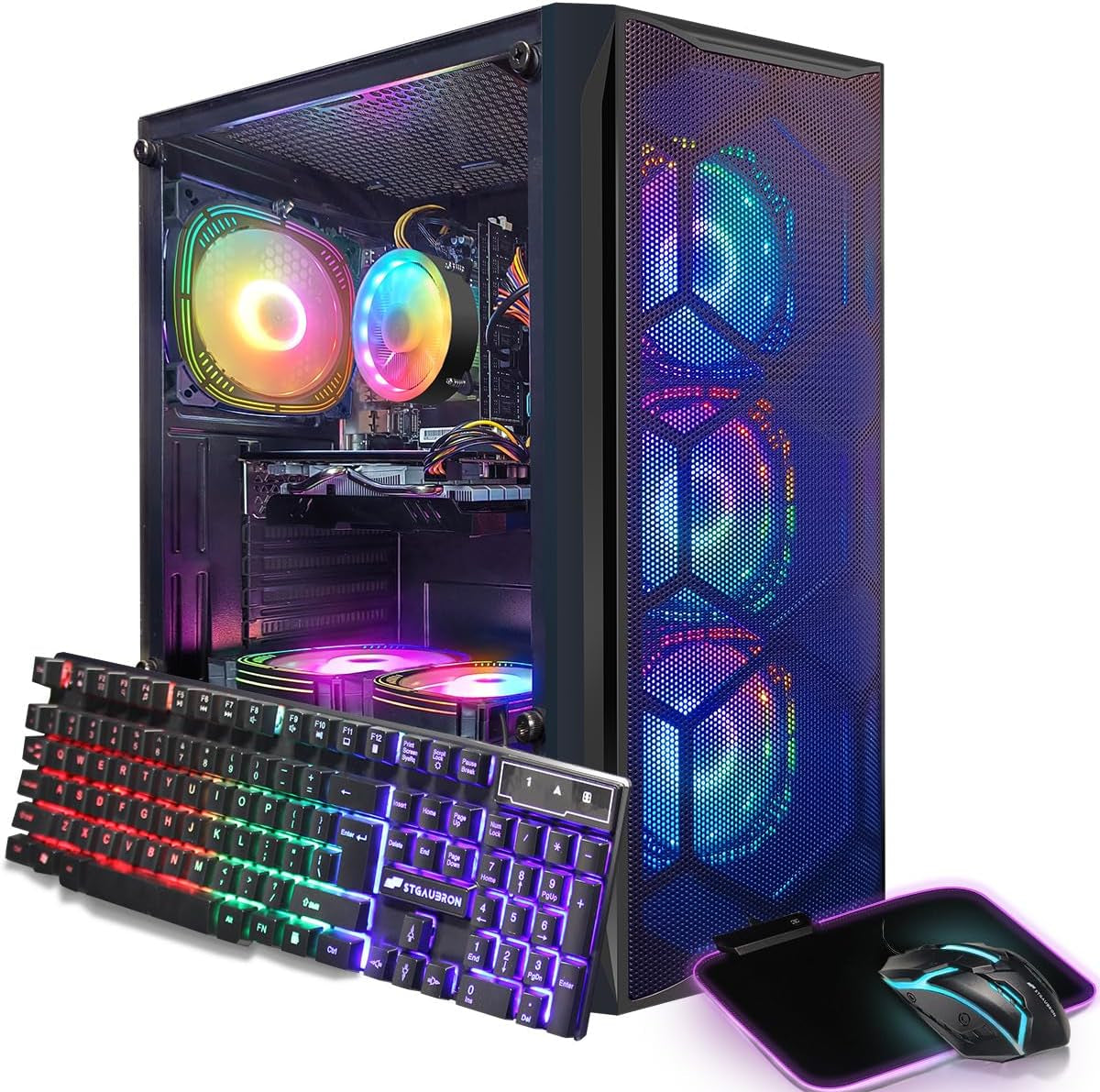 Dual CPU Gaming PC, Dual Intel I7 Xeon E5 up to 3.7Ghz, Radeon RX 580 8G, 16G DDR4, 512G SSD, 600M Wifi, BT 5.0, RGB Fan X 4, Windows 10 Pro