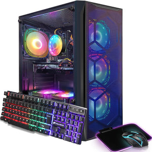 Dual CPU Gaming PC, Dual Intel I7 Xeon E5 up to 3.7Ghz, Radeon RX 580 8G, 16G DDR4, 512G SSD, 600M Wifi, BT 5.0, RGB Fan X 4, Windows 10 Pro