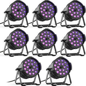 LED Zoom Par Light 18X18W RGBWA+UV 6-In-1 Stage Light, High Power Professional Wash DJ Light DMX Sound Activated Uplights for Events Christmas Party Wedding Church Bar-1 Pack