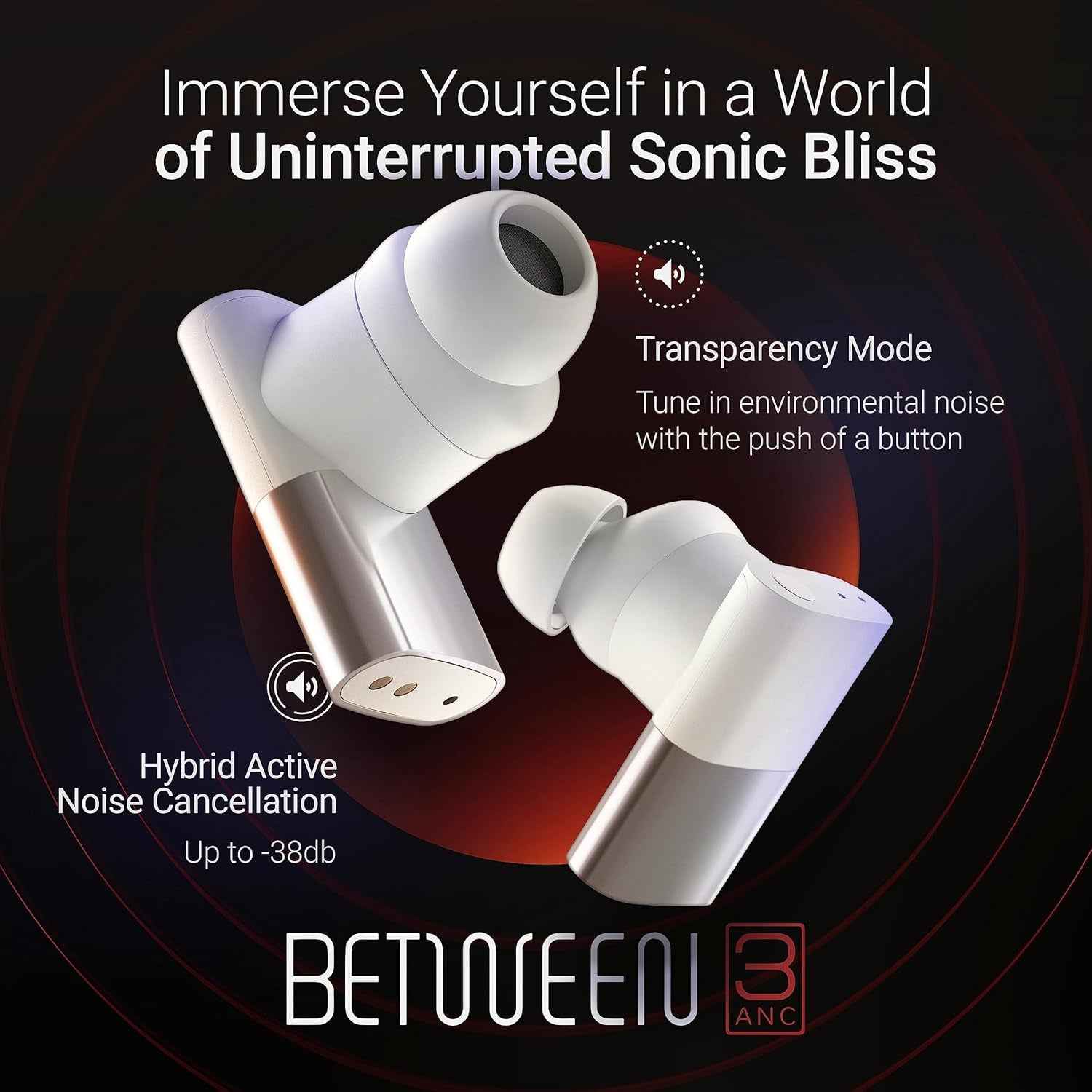 Audio between 3ANC Wireless Earbuds (Bone)