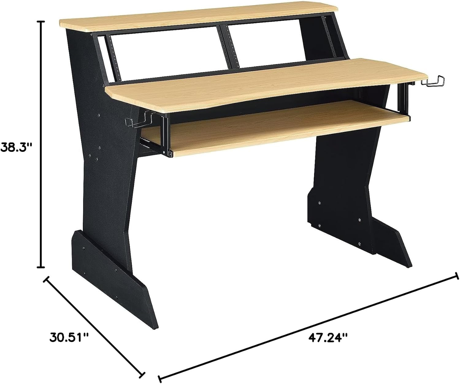 BE200 Series Music Studio Desk Workstation with 2 X 4U Rack (Natural Oak)