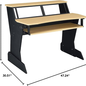 BE200 Series Music Studio Desk Workstation with 2 X 4U Rack (Natural Oak)