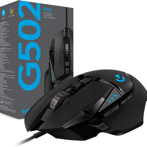 502 HERO High Performance Wired Gaming Mouse, HERO 25K Sensor, 25,600 DPI, RGB, Adjustable Weights, 11 Programmable Buttons, On-Board Memory, PC / Mac