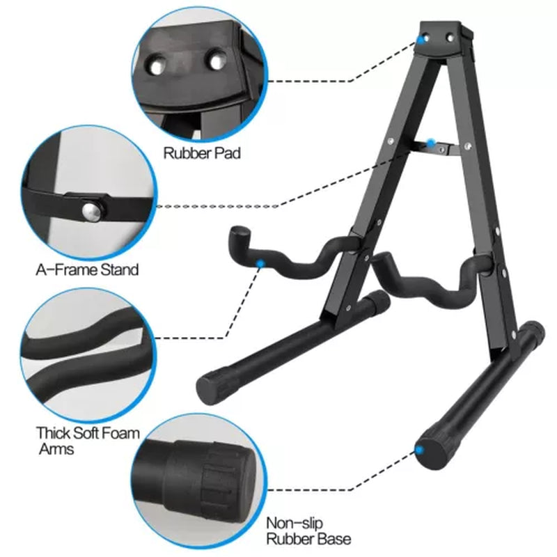 Guitar Stand A-Frame Folding Guitar Stand W/ Non-Slip Rubber and Foam Arms