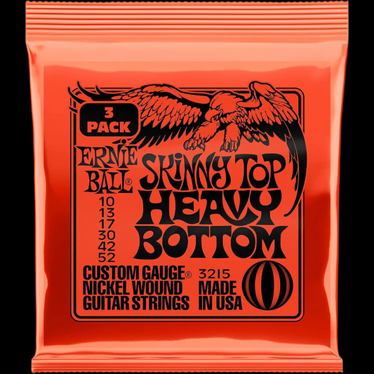 Ernie Ball Skinny Top Heavy Bottom Slinky Nickel Wound Electric Guitar Strings (3-Pack, 10-52 Gauge)