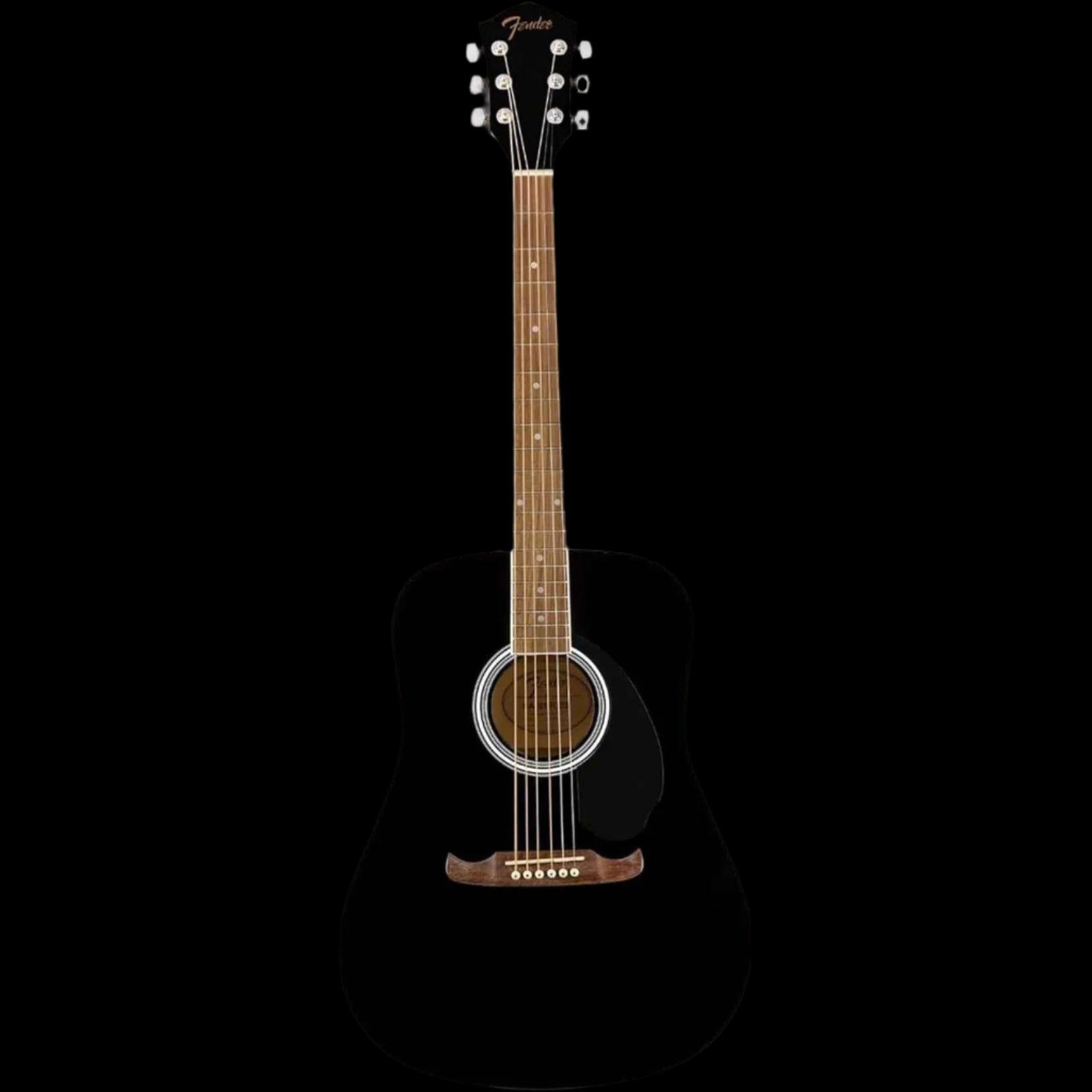 Fender Dreadnought Acoustic Guitar 6 String (Black) Bundle with Gig Bag, Tuner, Strap, Strings, String Winder, and Picks