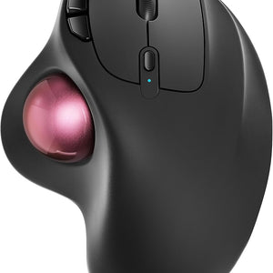 M501 Wireless Trackball Mouse, Rechargeable Ergonomic, Easy Thumb Control, Precise & Smooth Tracking, 3 Device Connection (Bluetooth or USB Receiver), Compatible for PC, Laptop, Mac, Windows.