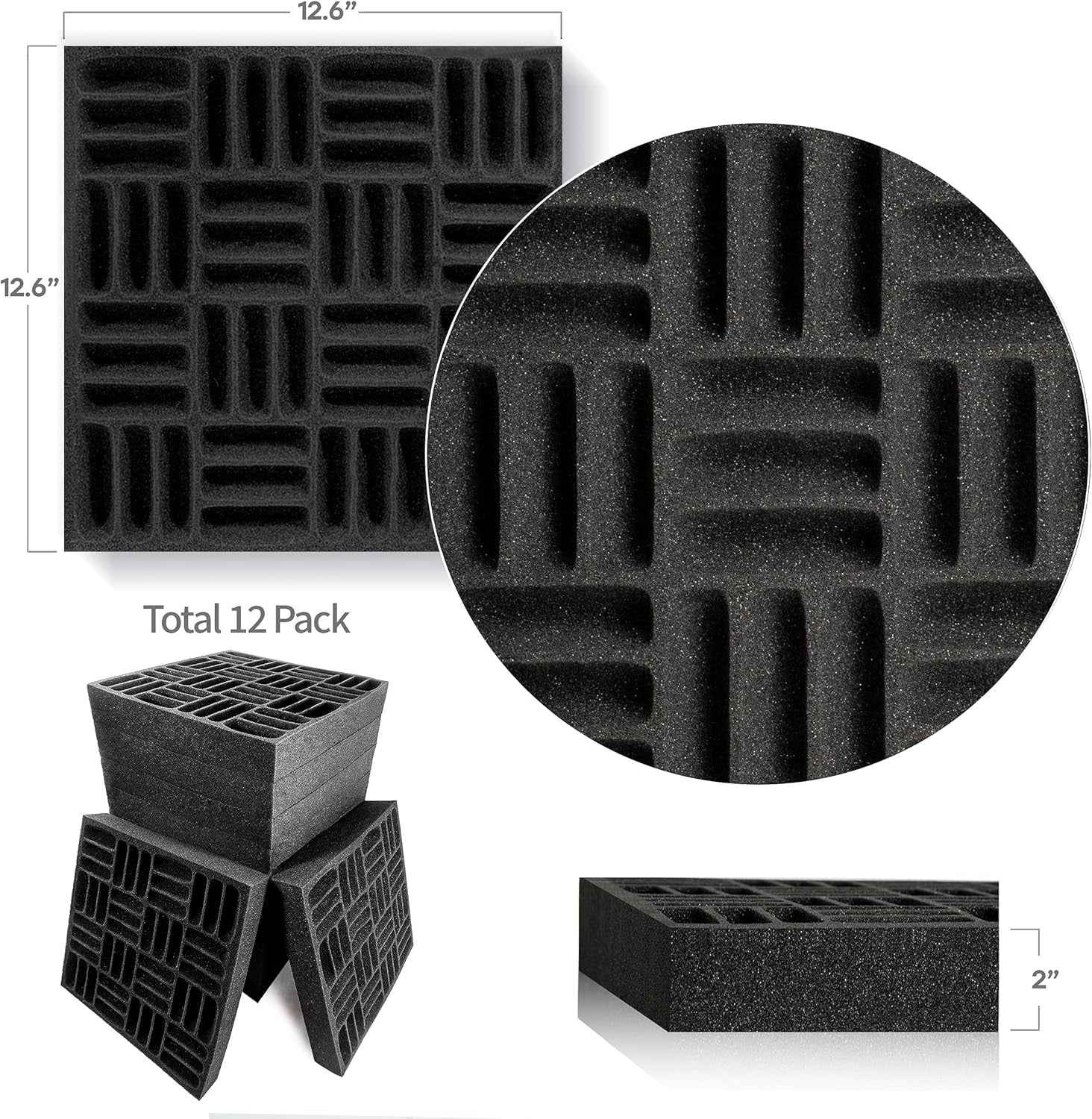 12 Pack Sound Proof Foam Panels [Etched]