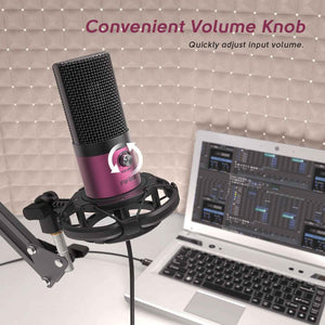 USB Condenser Microphone Kit Rose Red W/ Boom Stand