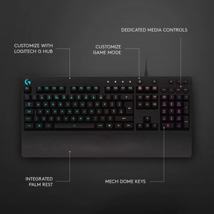 213 Prodigy Gaming Keyboard, LIGHTSYNC RGB Backlit Keys, Spill-Resistant, Customizable Keys, Dedicated Multi-Media Keys – Black