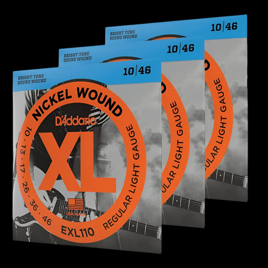 Guitar Strings - XL Nickel Electric Guitar Strings - EXL110-3D - Perfect Intonation, Consistent Feel, Reliable Durability - for 6 String Guitars - 10-46 Regular Light, 3-Pack