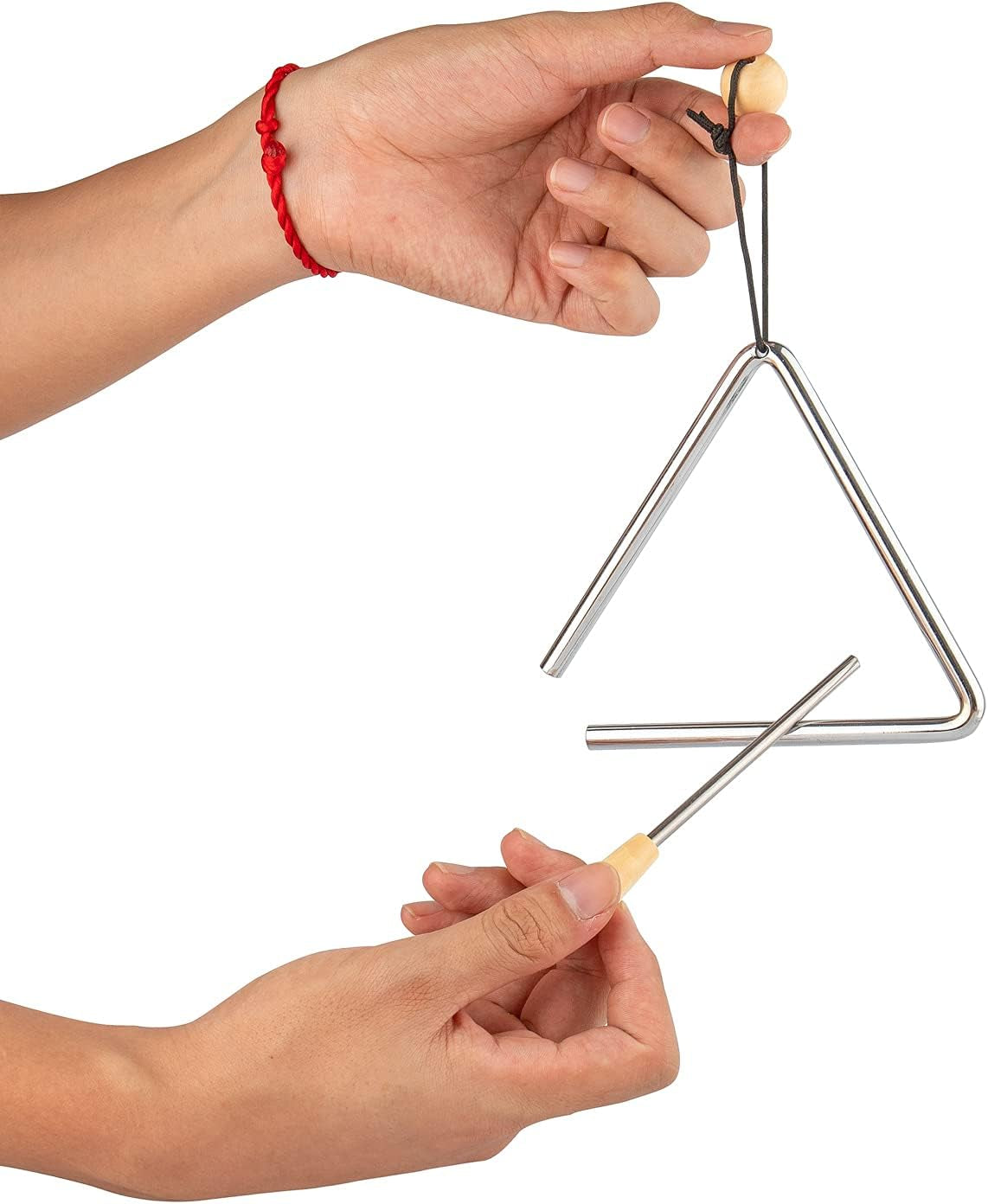 Triangle Hand Percussion with Striker, Rhythm Steel Triangles Music Instrument (5 Inch)